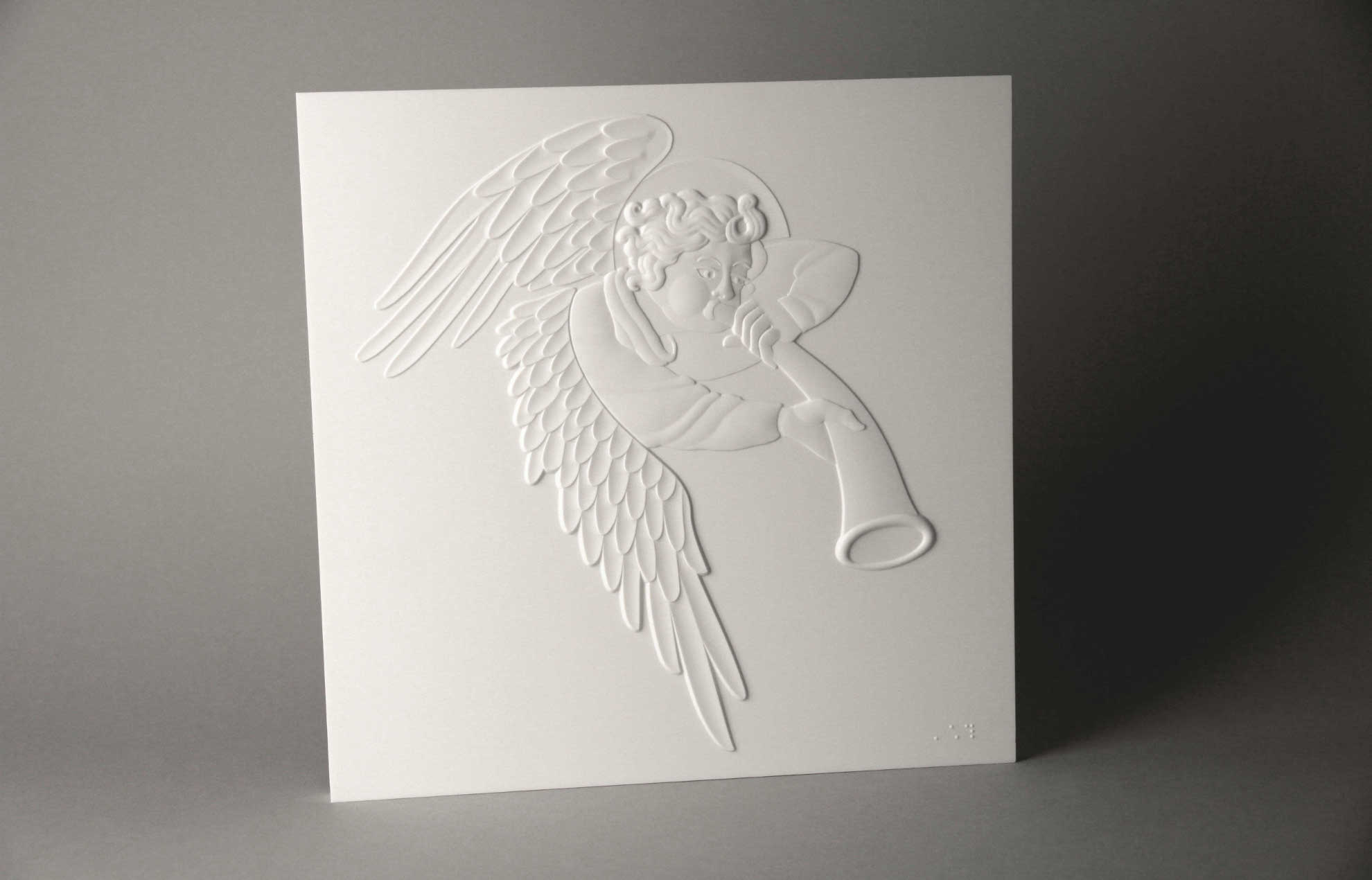 Gravure tactile sur solid surface - Ange de la tapisserie d’Angers